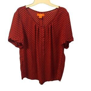 Joe Fresh Red White Blouse Top Size Large